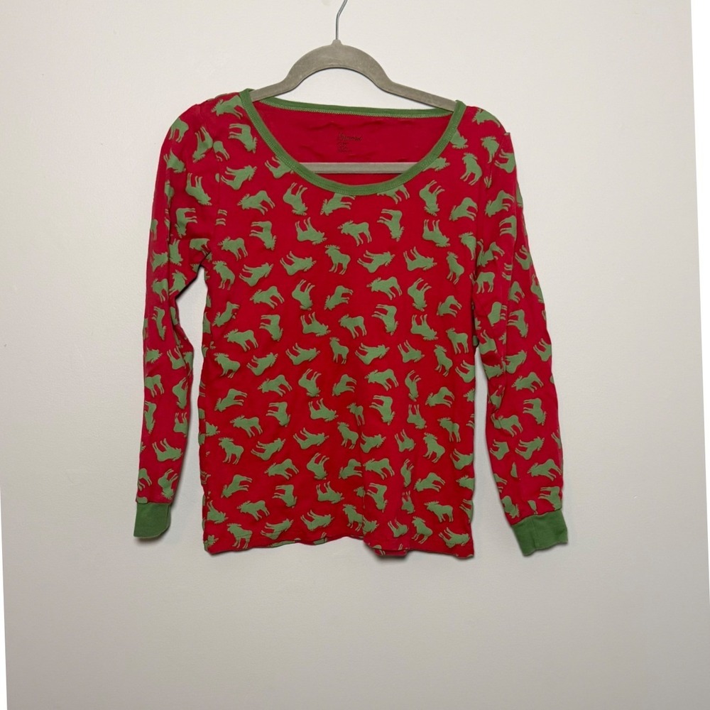 Leveret Womens XL Pajama Set Red Green Moose Print 100% Cotton Holiday Sleepwear